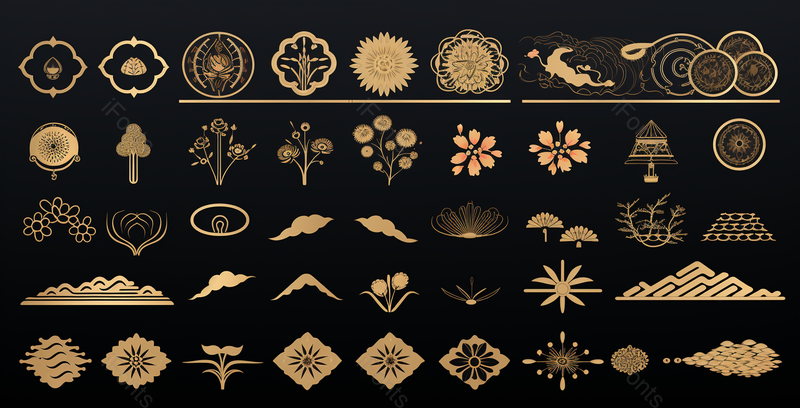 日美金亚观赏花纹金樱或莲竹子和开枝云重复纹理矢量传统东方图案矢量传统日美金亚洲观赏符号金樱花或莲矢量传统圆形元素矢量传统图案,插画/手绘图,插画/手绘图库,插画/手绘图下载,插画/手绘